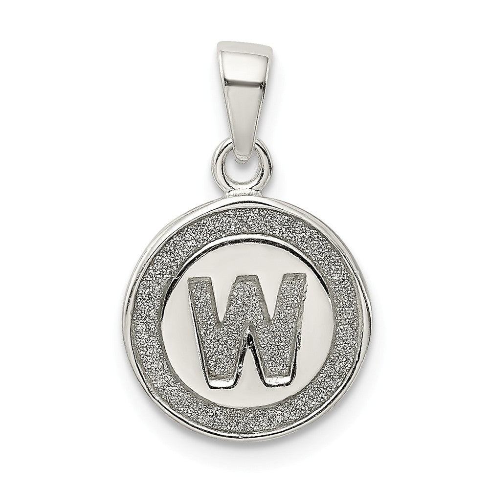 Million Charms 925 Sterling Silver Glitter Enamel Letter W Circle Pendant