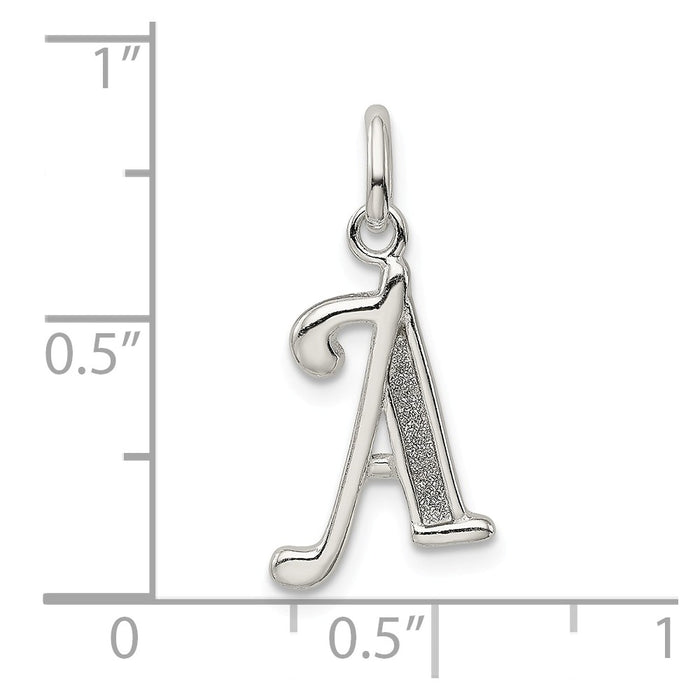 Million Charms 925 Sterling Silver Polished Glitter Enamel Letter A Pendant