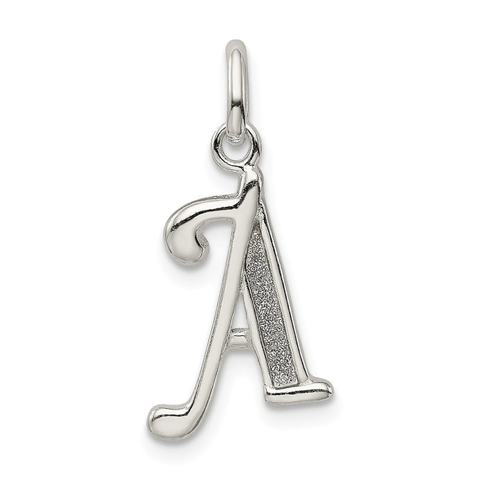Million Charms 925 Sterling Silver Polished Glitter Enamel Letter A Pendant