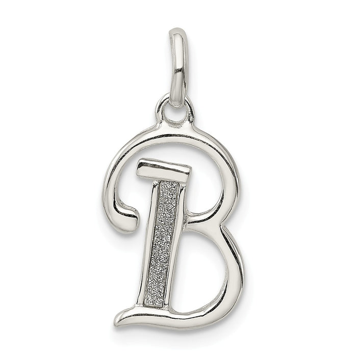 Million Charms 925 Sterling Silver Polished Glitter Enamel Letter B Pendant