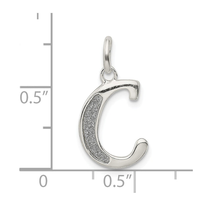 Million Charms 925 Sterling Silver Polished Glitter Enamel Letter C Pendant