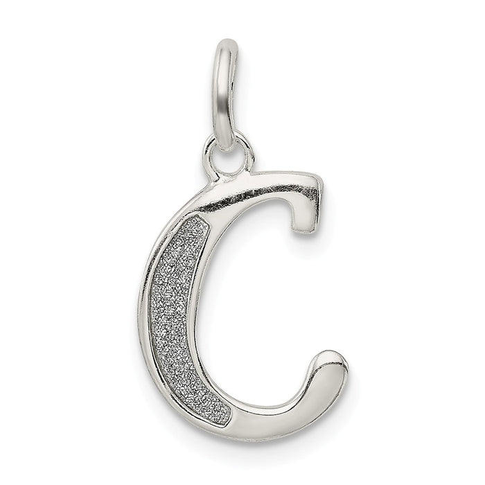 Million Charms 925 Sterling Silver Polished Glitter Enamel Letter C Pendant