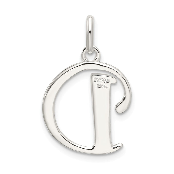 Million Charms 925 Sterling Silver Polished Glitter Enamel Letter D Pendant