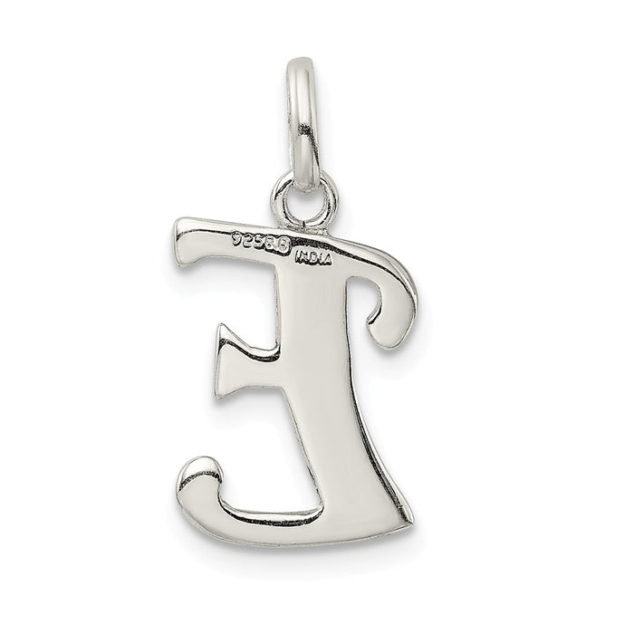 Million Charms 925 Sterling Silver Polished Glitter Enamel Letter E Pendant