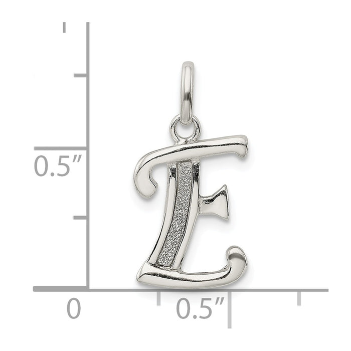 Million Charms 925 Sterling Silver Polished Glitter Enamel Letter E Pendant