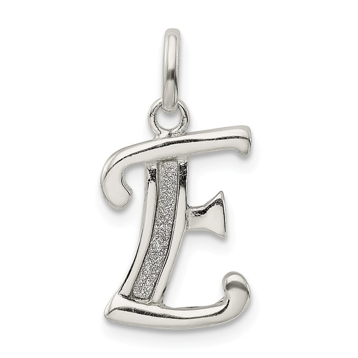 Million Charms 925 Sterling Silver Polished Glitter Enamel Letter E Pendant