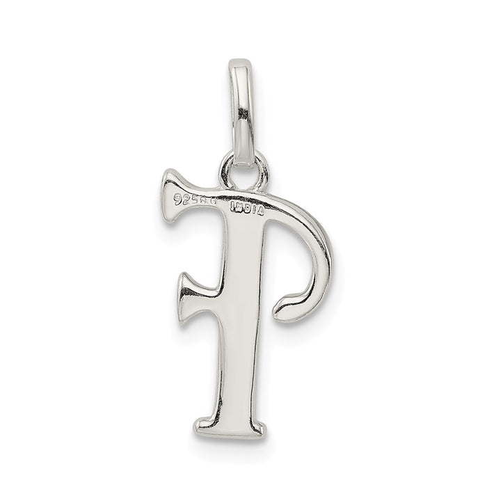 Million Charms 925 Sterling Silver Polished Glitter Enamel Letter F Pendant