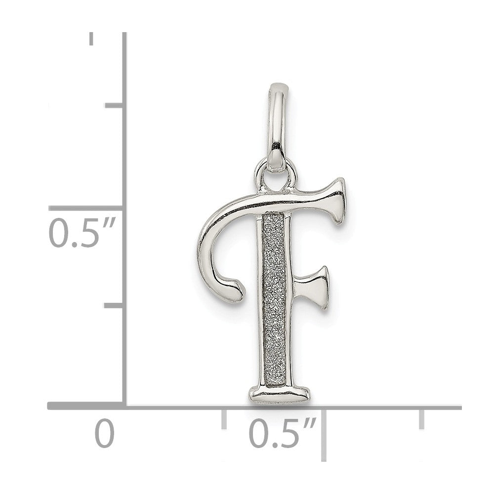 Million Charms 925 Sterling Silver Polished Glitter Enamel Letter F Pendant