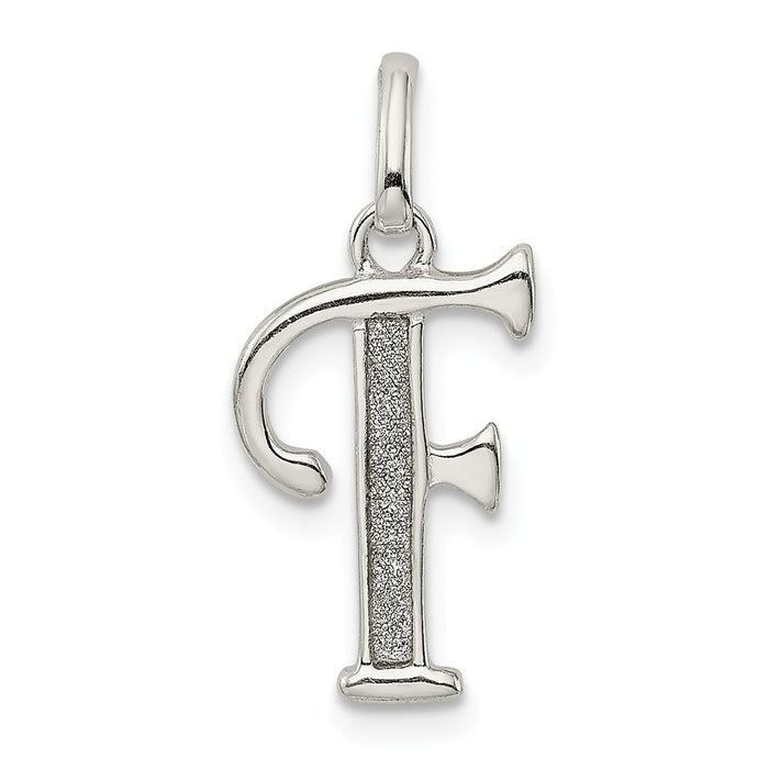 Million Charms 925 Sterling Silver Polished Glitter Enamel Letter F Pendant