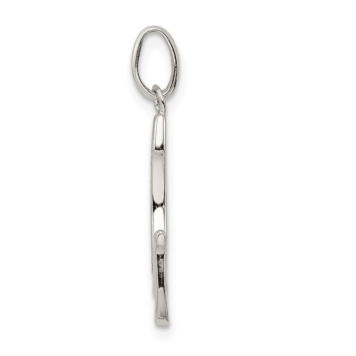 Million Charms 925 Sterling Silver Polished Glitter Enamel Letter G Pendant