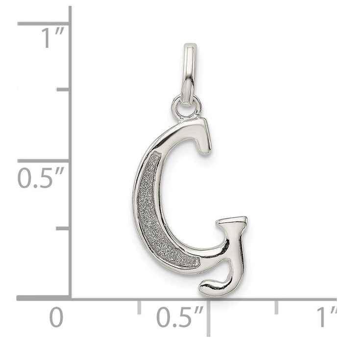 Million Charms 925 Sterling Silver Polished Glitter Enamel Letter G Pendant