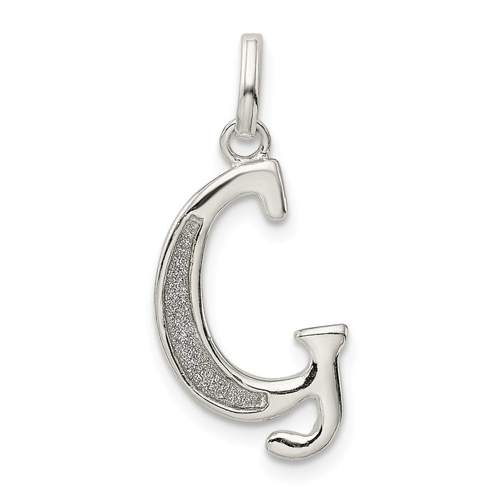 Million Charms 925 Sterling Silver Polished Glitter Enamel Letter G Pendant