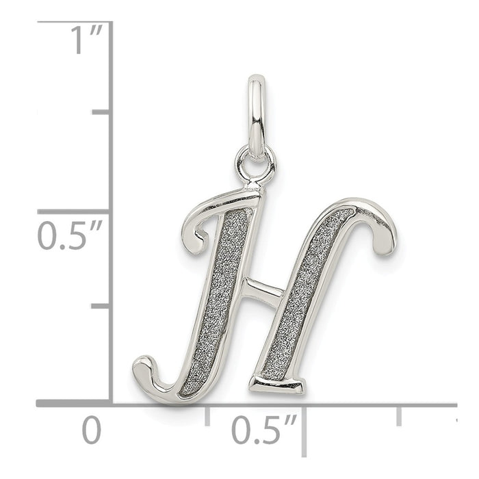 Million Charms 925 Sterling Silver Polishedglitter Enamel Letter H Pendant