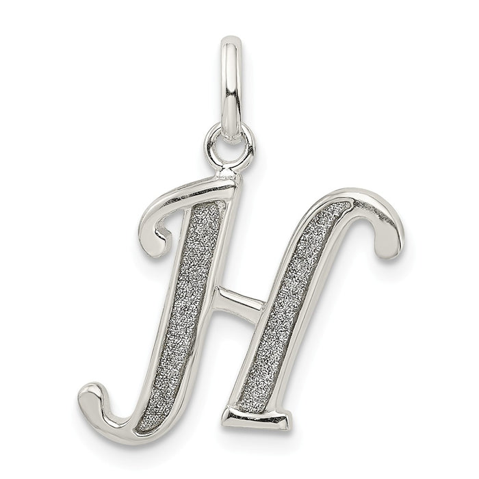 Million Charms 925 Sterling Silver Polishedglitter Enamel Letter H Pendant