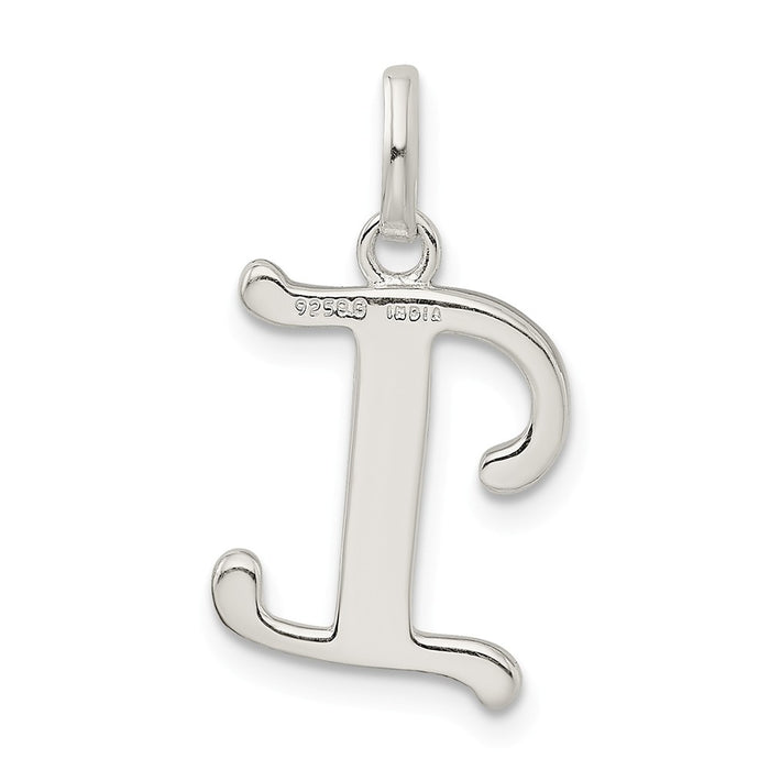 Million Charms 925 Sterling Silver Polished Glitter Enamel Letter I Pendant