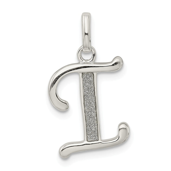 Million Charms 925 Sterling Silver Polished Glitter Enamel Letter I Pendant