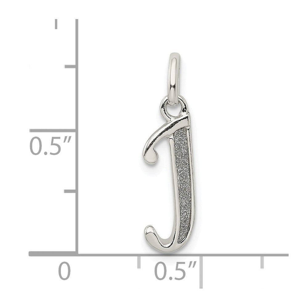 Million Charms 925 Sterling Silver Polished Glitter Enamel Letter J Pendant