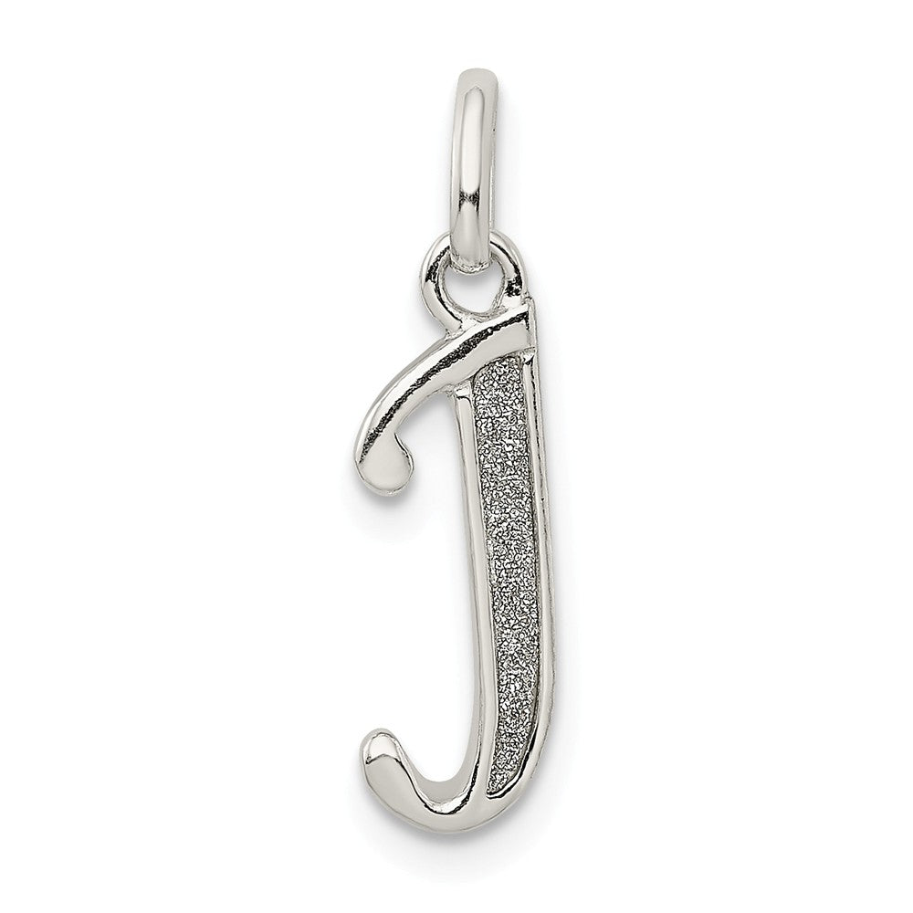 Million Charms 925 Sterling Silver Polished Glitter Enamel Letter J Pendant