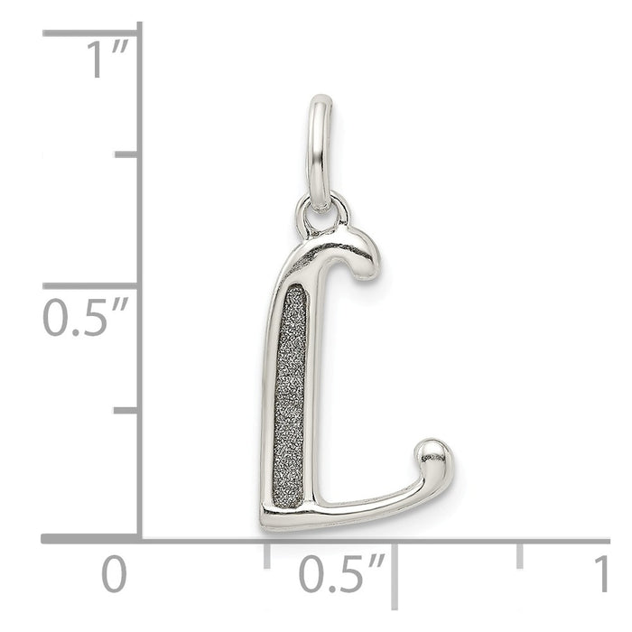 Million Charms 925 Sterling Silver Polished Glitter Enamel Letter L Pendant