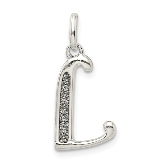 Million Charms 925 Sterling Silver Polished Glitter Enamel Letter L Pendant