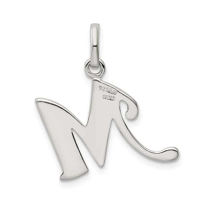 Million Charms 925 Sterling Silver Polished Glitter Enamel Letter M Pendant