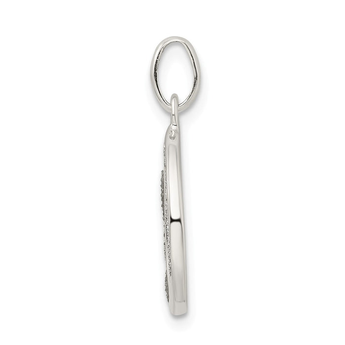 Million Charms 925 Sterling Silver Polished Glitter Enamel Letter O Pendant