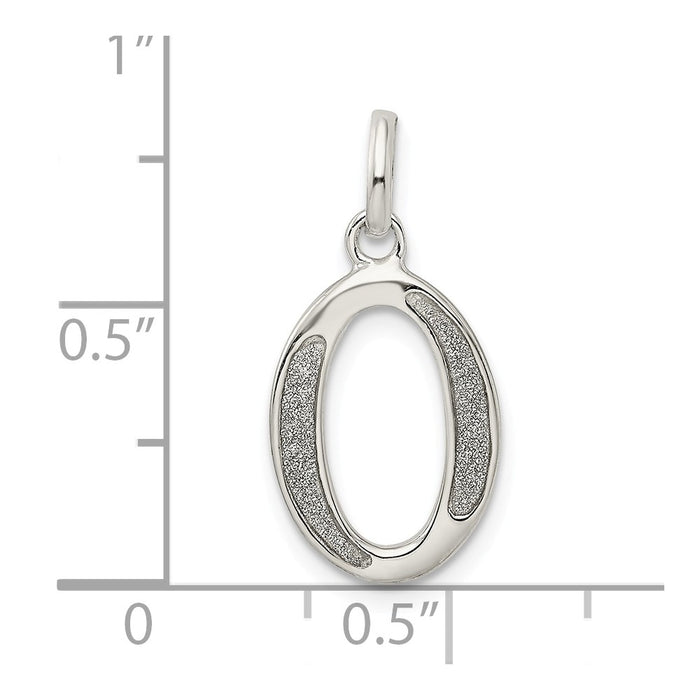 Million Charms 925 Sterling Silver Polished Glitter Enamel Letter O Pendant