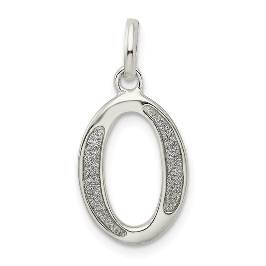 Million Charms 925 Sterling Silver Polished Glitter Enamel Letter O Pendant