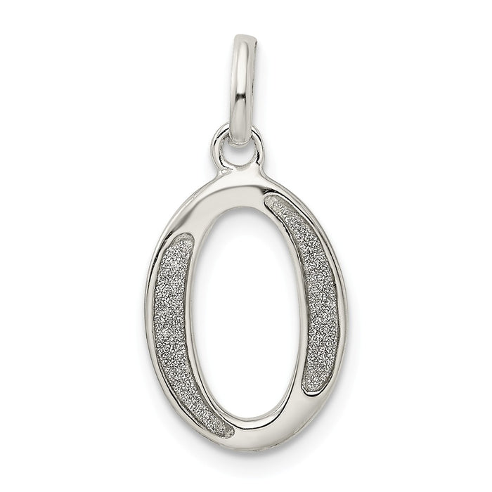 Million Charms 925 Sterling Silver Polished Glitter Enamel Letter O Pendant