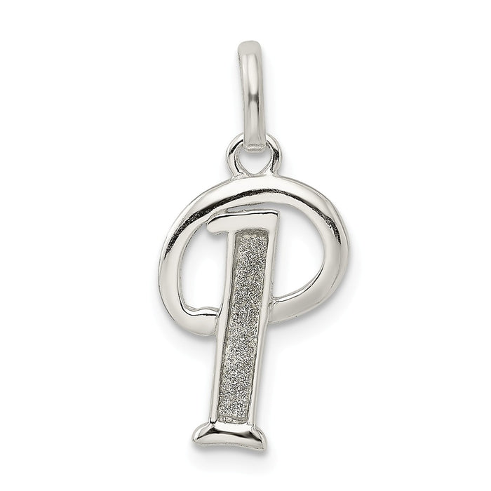 Million Charms 925 Sterling Silver Polished Glitter Enamel Letter P Pendant
