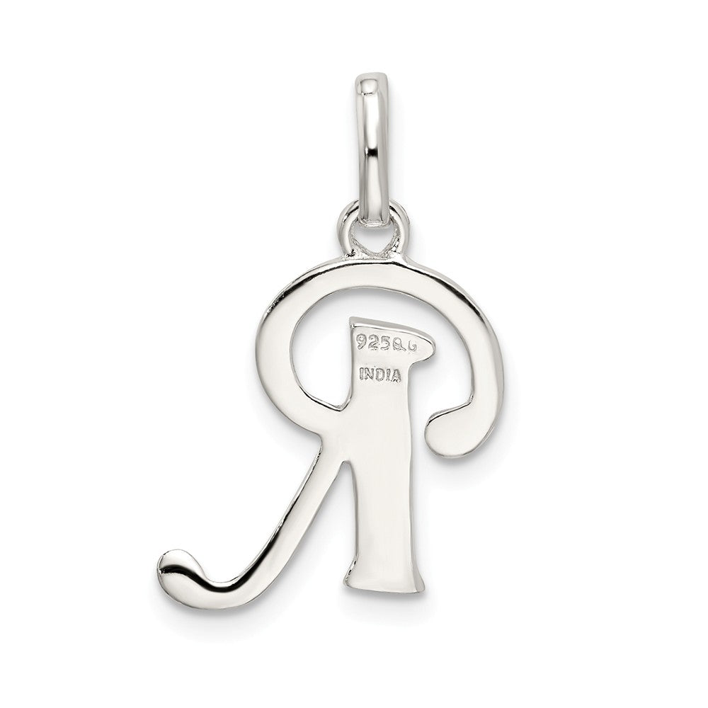 Million Charms 925 Sterling Silver Polished Glitter Enamel Letter R Pendant