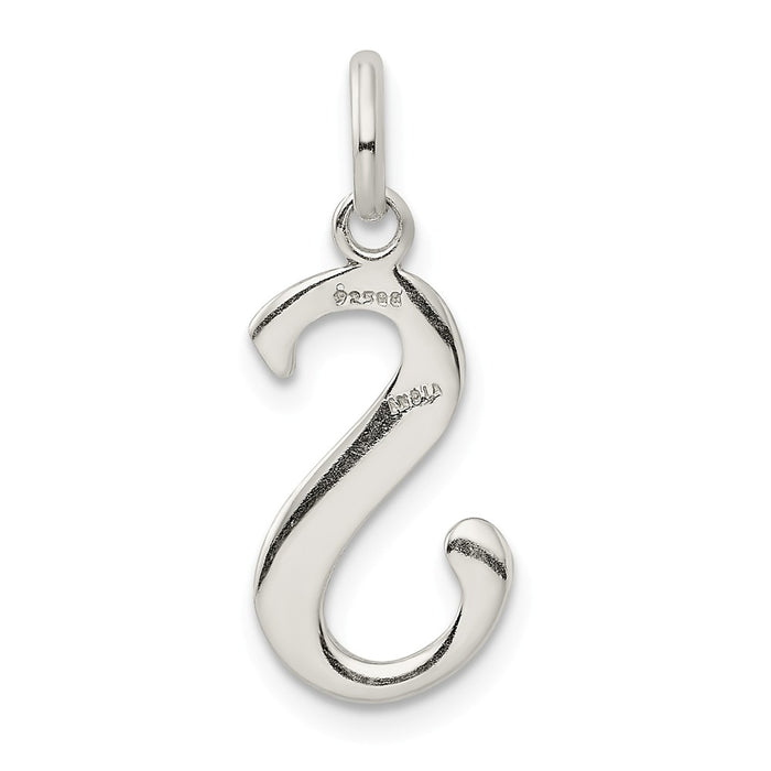 Million Charms 925 Sterling Silver Polished Glitter Enamel Letter S Pendant