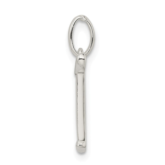 Million Charms 925 Sterling Silver Polished Glitter Enamel Letter T Pendant