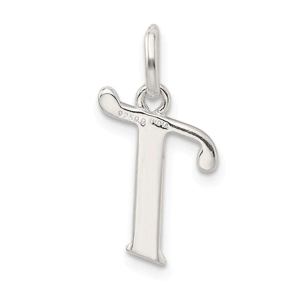 Million Charms 925 Sterling Silver Polished Glitter Enamel Letter T Pendant