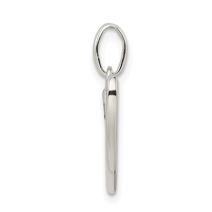 Million Charms 925 Sterling Silver Polished Glitter Enamel Letter V Pendant