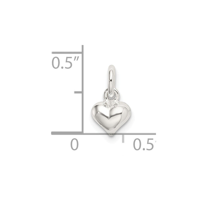 Million Charms 925 Sterling Silver Polished Puffed Heart Charm