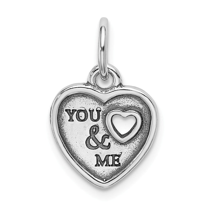 Million Charms 925 Sterling Silver Rhodium-Plated Oxidized You, Me Pendant