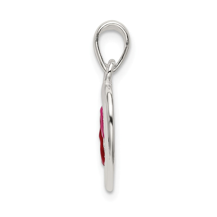 Million Charms 925 Sterling Silver Polished, Enameled Hearts Pendant