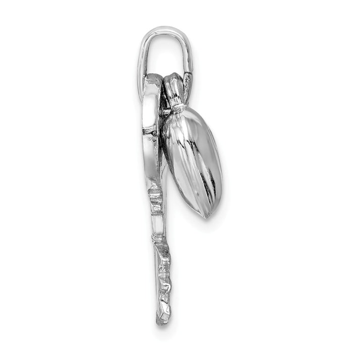 Million Charms 925 Sterling Silver Rhodium-plated Plated Polished Key & Puffed Heart Charm