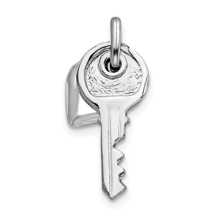 Million Charms 925 Sterling Silver Rhodium-plated Plated Polished Key & Puffed Heart Charm