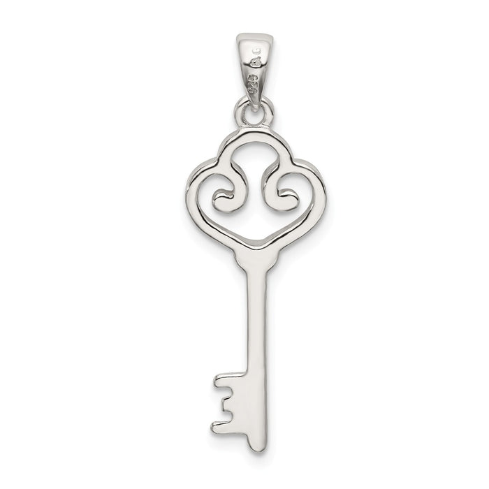 Million Charms 925 Sterling Silver Polished Heart Key Pendant
