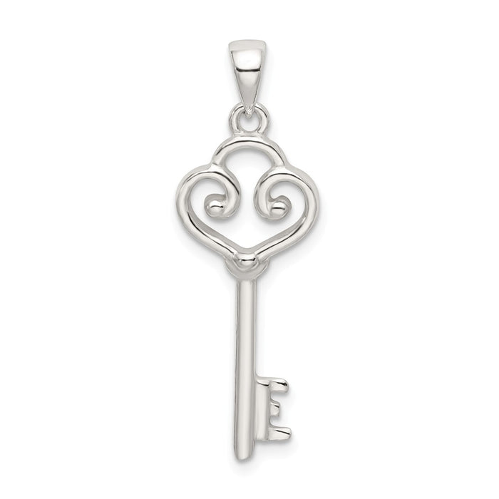 Million Charms 925 Sterling Silver Polished Heart Key Pendant