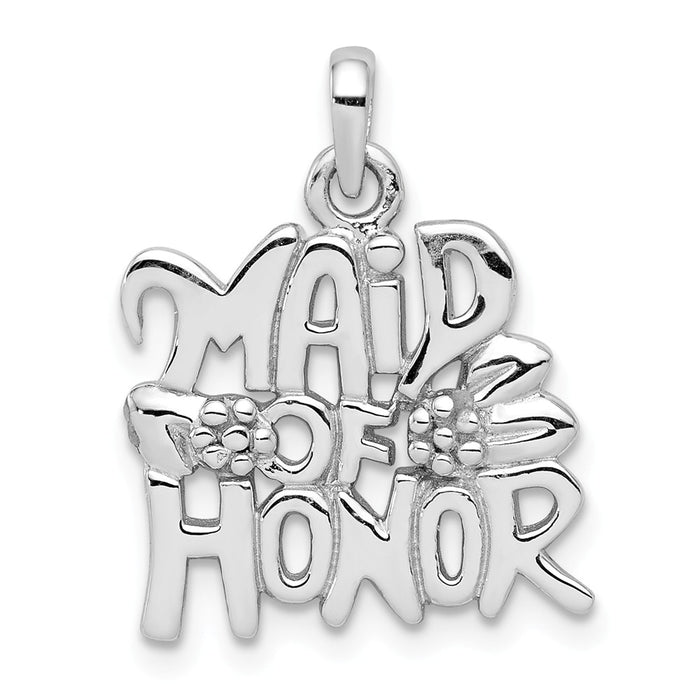 Million Charms 925 Sterling Silver Rhodium-Plated Polished Maid Of Honor Pendant
