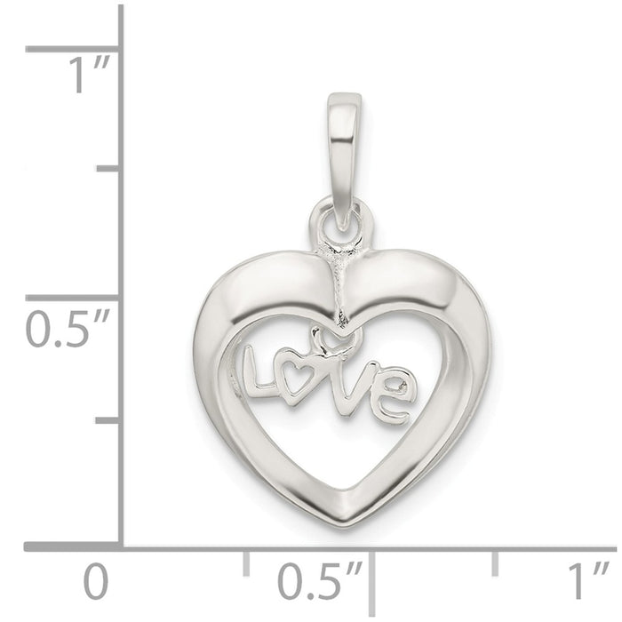 Million Charms 925 Sterling Silver Polished Love Heart Pendant