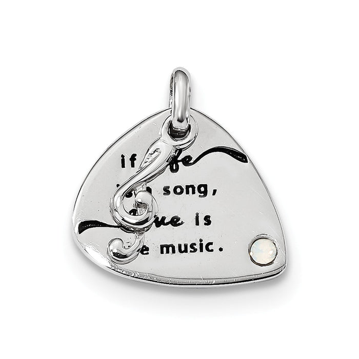 Million Charms 925 Sterling Silver/Rh-Plated/Swarovski Elem/Antique Guitar Pendant