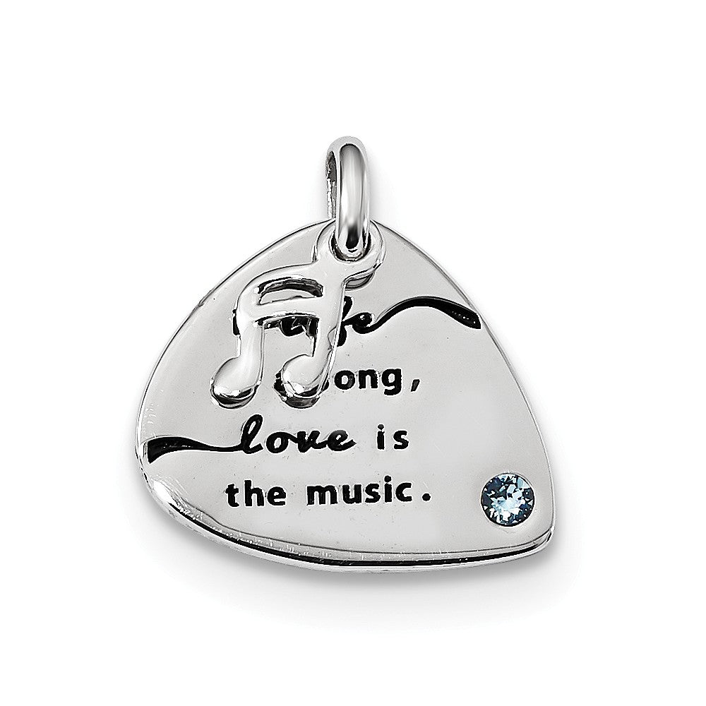 Million Charms 925 Sterling Silver/Rh-Plate/Swarovski Elem Antiqueguitar Pick Pendant