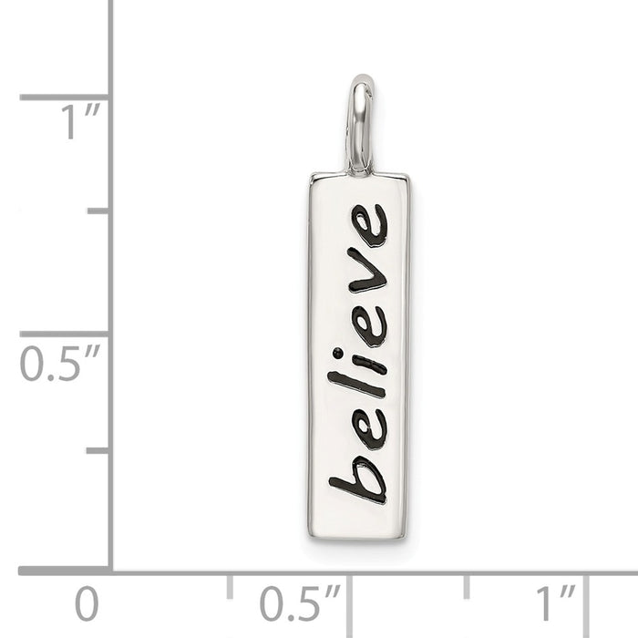 Million Charms 925 Sterling Silver Polished Enameled Believe Pendant