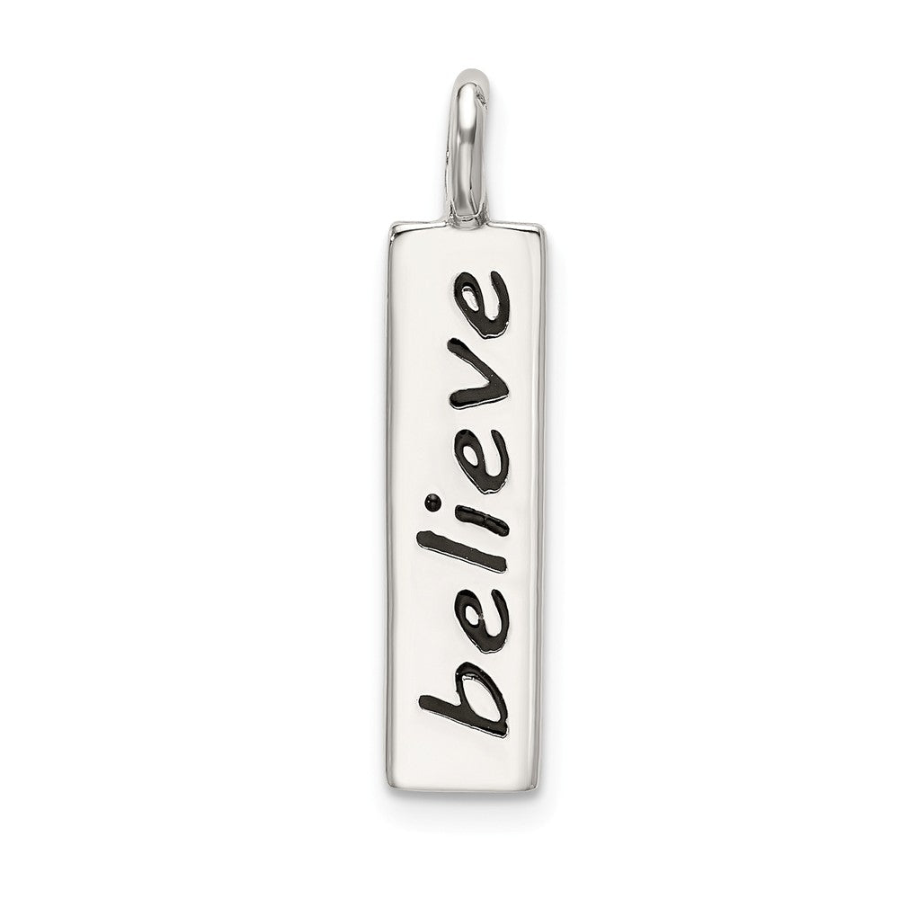 Million Charms 925 Sterling Silver Polished Enameled Believe Pendant