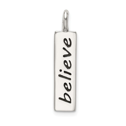 Million Charms 925 Sterling Silver Polished Enameled Believe Pendant