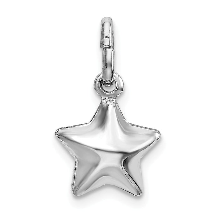 Million Charms 925 Sterling Silver Rhodium-plated Plated Polished Puffed Star Charm